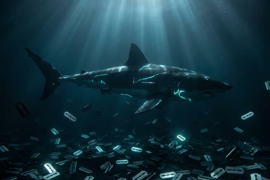 Слот Razor Shark с акулой под водой